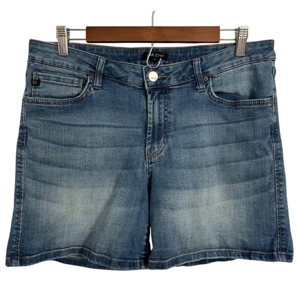 Dear John Classic 90's Medium Wash Distressed Mid-Rise Stretch Denim Shorts 31 - Picture 1 of 9